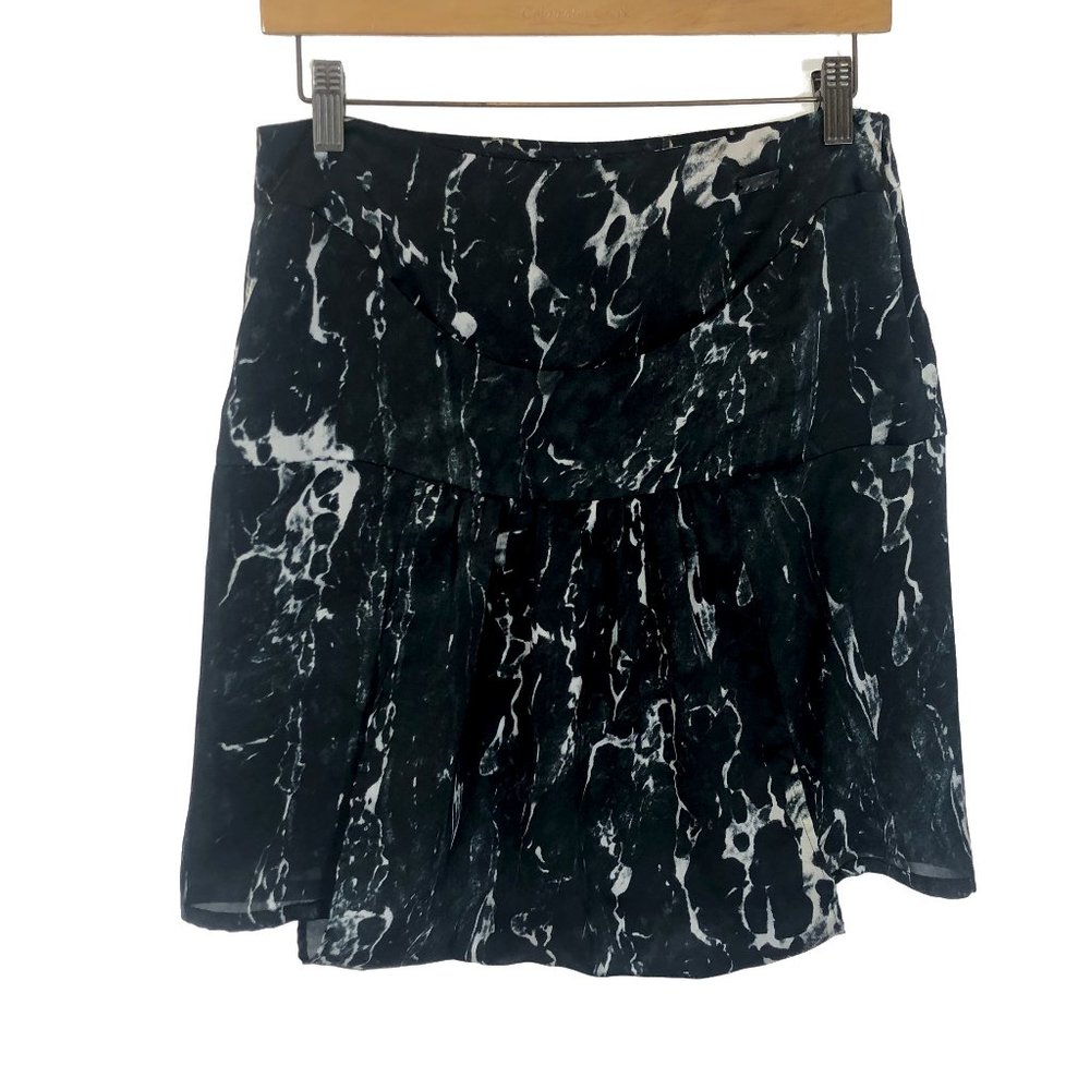 Womens Size 26 Diesel Black White Marble Print A-Line Mini Skirt